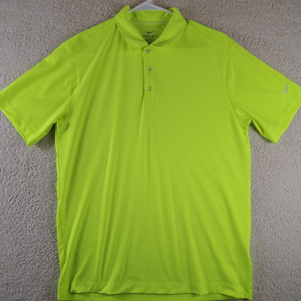 Nike Dri-Fit Polo Shirt Mens Size Medium High Visibility Yellow